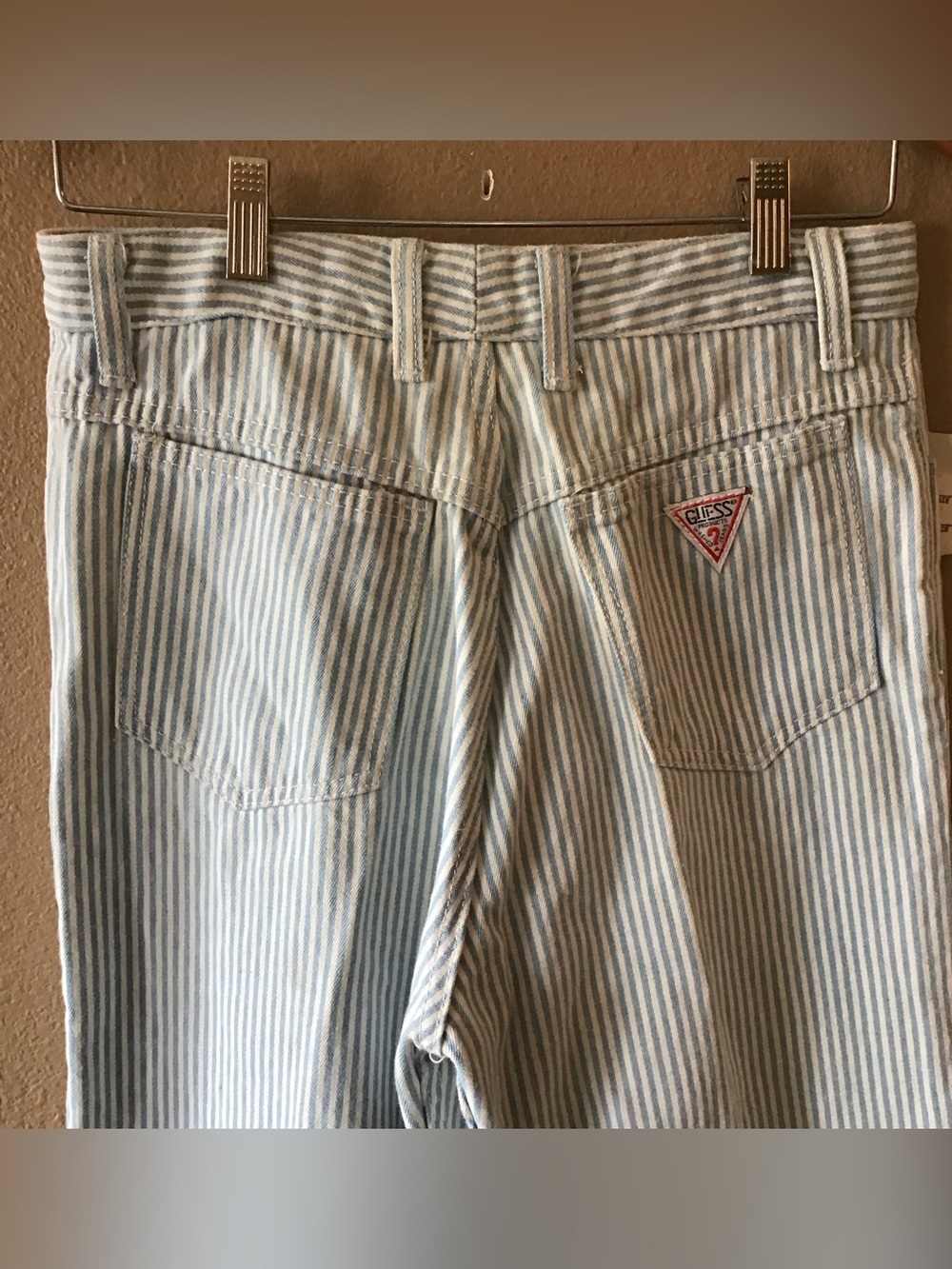NWT Y2K Guess Georges Marciano Blue & White Striped Denim Pants (S)